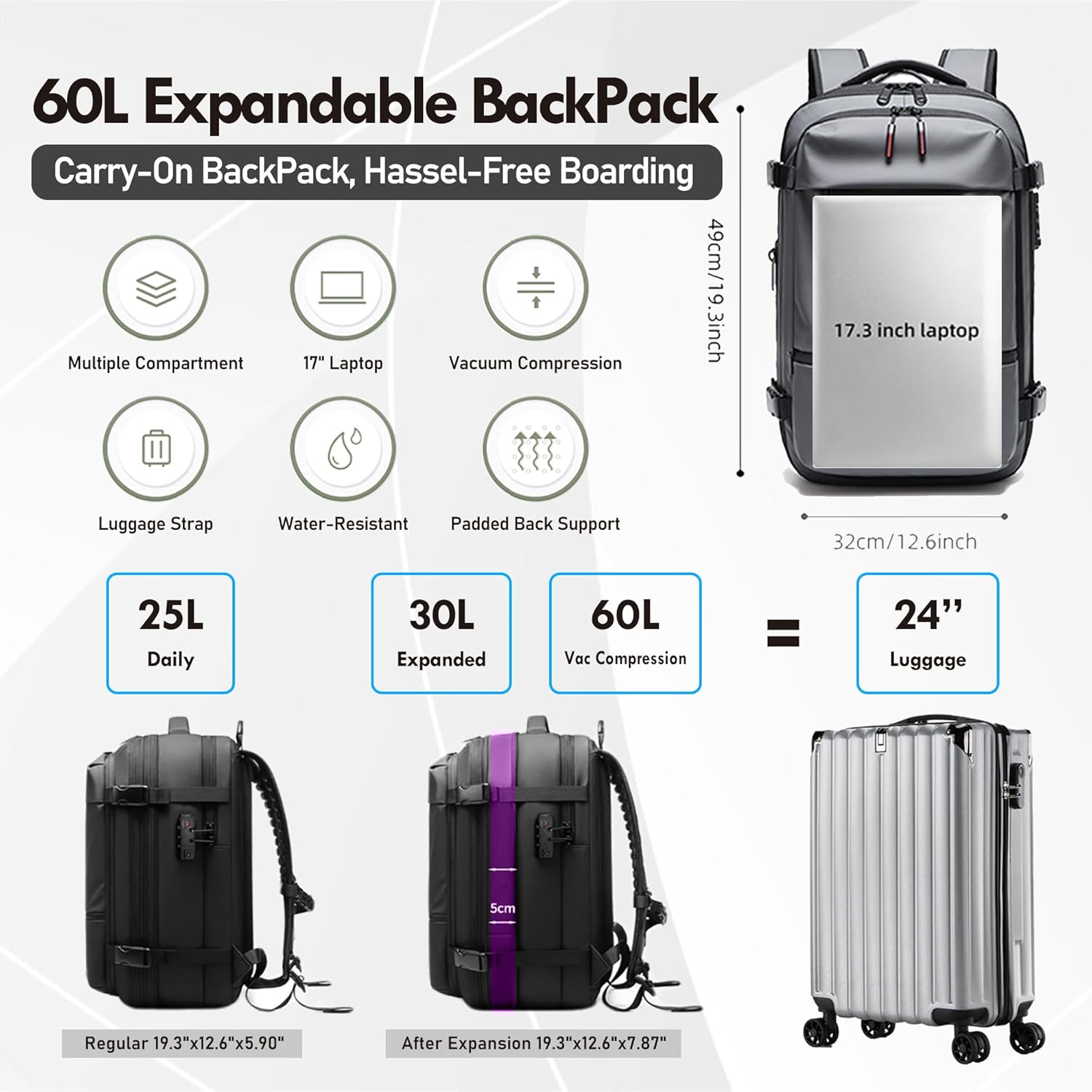 Air Vacuum Travel Bag Pack With Air Pump 45L
